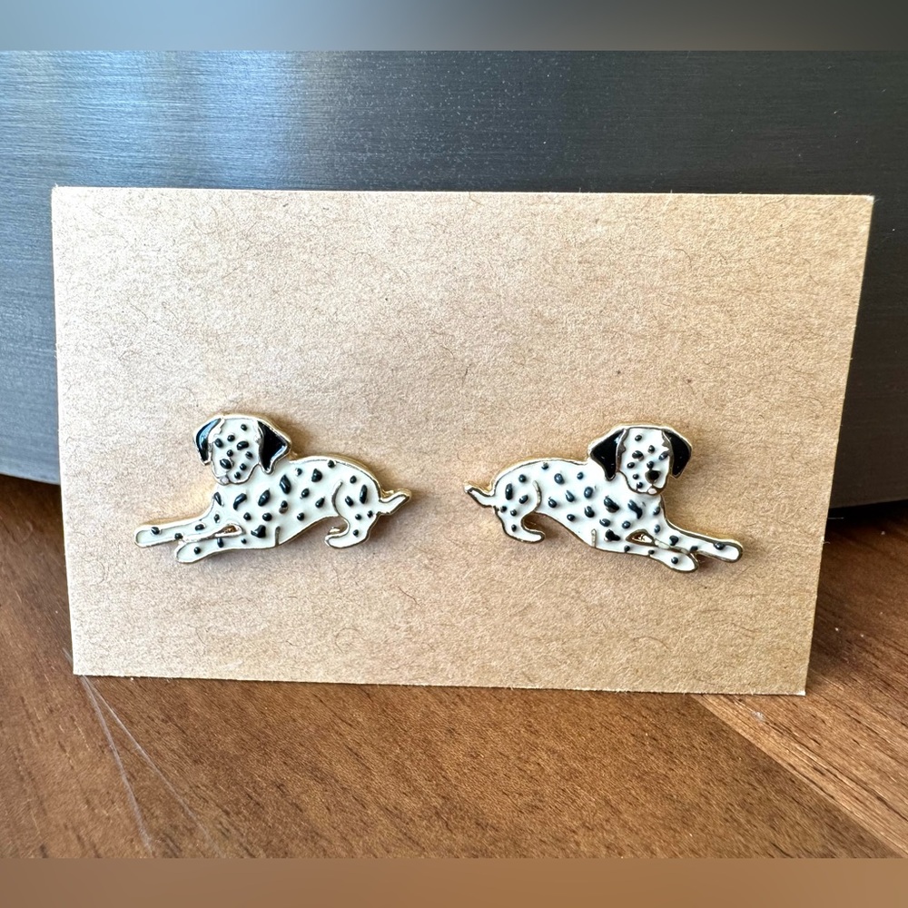 Dalmatian Enamel Earrings